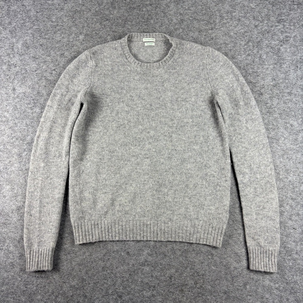 Stile Benetton Wool Sweater Knit Gray 100% Virgin Wool Pullover Crew Neck Large